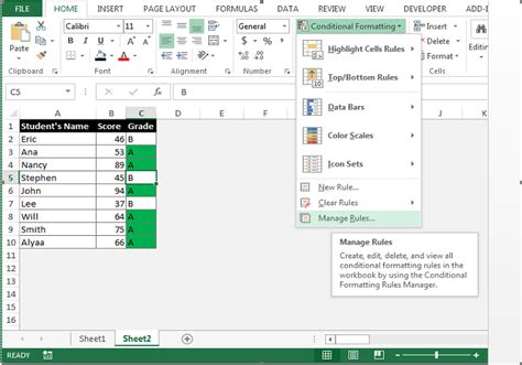 Excel Conditional Formatting Managing Rules